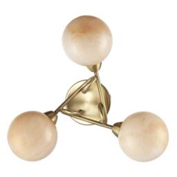 Happy Homewares Modern Antique Brass Ceiling Light with Amber Marble Glass Shades in Metallic Gold - thumbnail 5