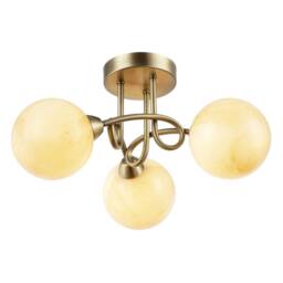 Happy Homewares Modern Antique Brass Ceiling Light with Amber Marble Glass Shades in Metallic Gold - thumbnail 6