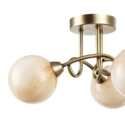 Happy Homewares Modern Antique Brass Ceiling Light with Amber Marble Glass Shades in Metallic Gold - thumbnail 4