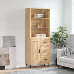Berkfield Home Highboard Sonoma Oak 69.5x34x180 cm Engineered Wood in Brown - thumbnail 1