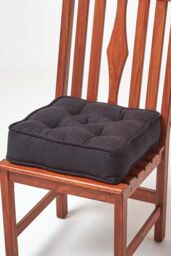 Homescapes Faux Suede Dining Chair Booster Cushion in Black - Size: 40 cm x 40 cm - thumbnail 1