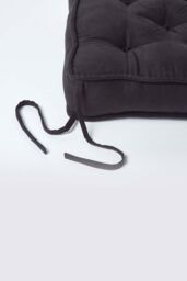 Homescapes Faux Suede Dining Chair Booster Cushion in Black - Size: 40 cm x 40 cm - thumbnail 4