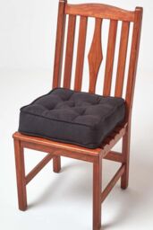 Homescapes Faux Suede Dining Chair Booster Cushion in Black - Size: 40 cm x 40 cm - thumbnail 6