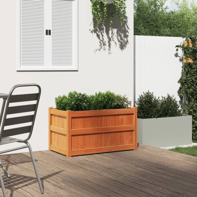 Berkfield Home Beautiful Garden Planter Wax Brown 90x50x50 cm Solid Wood Pine - Size: 90 x 50 x 50 cm - image 1