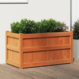 Berkfield Home Beautiful Garden Planter Wax Brown 90x50x50 cm Solid Wood Pine - Size: 90 x 50 x 50 cm - thumbnail 2