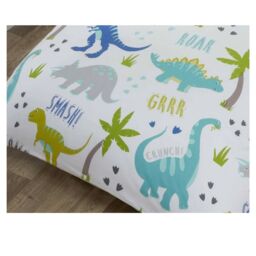 Rapport Men's Roarsome Dinosaur Duvet Cover Set in White - Size: Single - thumbnail 3