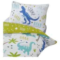 Rapport Men's Roarsome Dinosaur Duvet Cover Set in White - Size: Single - thumbnail 2