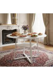 Living and Home Round Dining Table with Storage Shelf in White - thumbnail 1