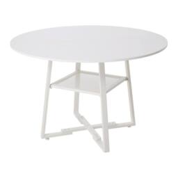 Living and Home Round Dining Table with Storage Shelf in White - thumbnail 7