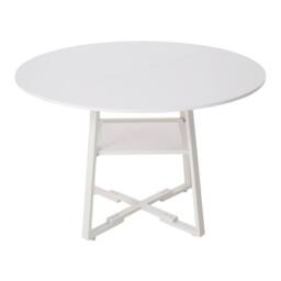 Living and Home Round Dining Table with Storage Shelf in White - thumbnail 4