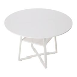 Living and Home Round Dining Table with Storage Shelf in White - thumbnail 6