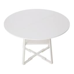 Living and Home Round Dining Table with Storage Shelf in White - thumbnail 5