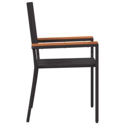 Berkfield Home Outdoor Chairs 4 pcs PE rattan, Solid acacia wood in Black - thumbnail 6