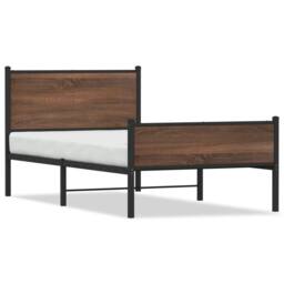 Berkfield Home Metal Bed Frame without Mattress Brown Oak 107x203 cm - thumbnail 1