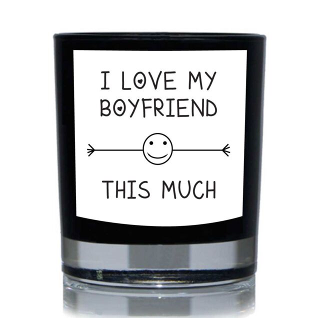 60 SECOND MAKEOVER I Love My Boyfriend This Much Funny 20cl Candle in Black