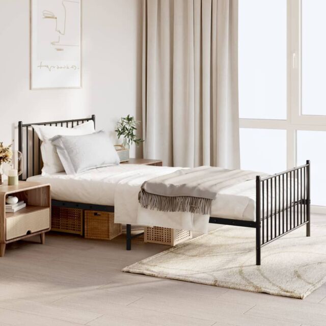 Berkfield Home Metal Bed Frame with Headboard & Footboard Black 100x200 cm - image 1