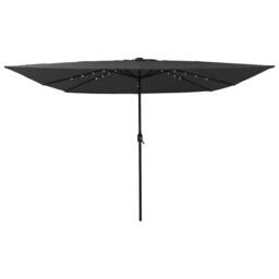 Berkfield Home Square Patio Umbrella with LED Lights 295x245 cm Dark Gray in Dark Grey - thumbnail 3