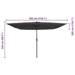 Berkfield Home Square Patio Umbrella with LED Lights 295x245 cm Dark Gray in Dark Grey - thumbnail 8