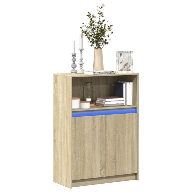 Berkfield Home Sideboard with LED Sonoma Oak 72x34x100 cm Engineered Wood in Brown - Size: 72 x 34 x 100 cm - image 1