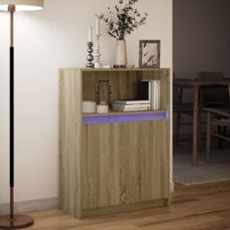 Berkfield Home Sideboard with LED Sonoma Oak 72x34x100 cm Engineered Wood in Brown - Size: 72 x 34 x 100 cm - thumbnail 5