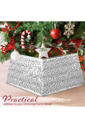Deco Express Christmas Tree Skirt Silver Xmas Décor Decoration - thumbnail 3