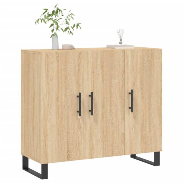 Berkfield Home Sideboard Sonoma Oak 90x34x80 cm Engineered Wood in Brown - Size: 90 x 34 x 80 cm - image 1