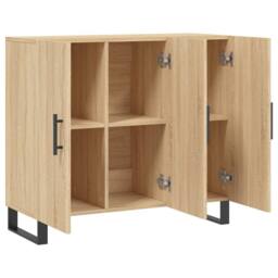 Berkfield Home Sideboard Sonoma Oak 90x34x80 cm Engineered Wood in Brown - Size: 90 x 34 x 80 cm - thumbnail 5