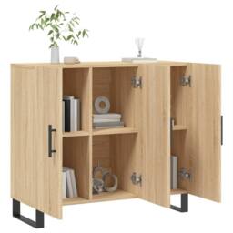 Berkfield Home Sideboard Sonoma Oak 90x34x80 cm Engineered Wood in Brown - Size: 90 x 34 x 80 cm - thumbnail 4