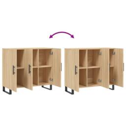 Berkfield Home Sideboard Sonoma Oak 90x34x80 cm Engineered Wood in Brown - Size: 90 x 34 x 80 cm - thumbnail 9