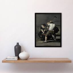 Artery8 Francisco Goya The Forge Blacksmiths Oil Painting Framed Art Print in Grey - Size: A4 - thumbnail 2