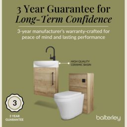 Balterley Cloakroom Suite Left Hand Vanity WC Toilet Tap Set 440mm - Oak Black in Grey - thumbnail 6