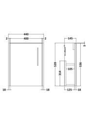 Balterley Cloakroom Suite Left Hand Vanity WC Toilet Tap Set 440mm - Oak Black in Grey - thumbnail 8