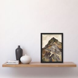 "Artery8 Old Man Of Coniston Peak Modern Folk Art Earthy Framed Art Print in Brown - Size: W12"" x H16""" - thumbnail 4