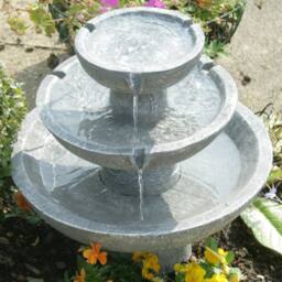 Primrose 3 Tier Solar Powered Stone Effect Water Feature Outdoor 42cm in Light Grey - thumbnail 5