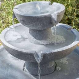 Primrose 3 Tier Solar Powered Stone Effect Water Feature Outdoor 42cm in Light Grey - thumbnail 4