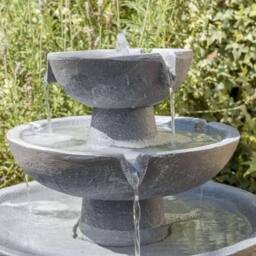 Primrose 3 Tier Solar Powered Stone Effect Water Feature Outdoor 42cm in Light Grey - thumbnail 3