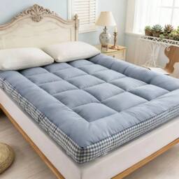 FORGEVIO 90 x 190 cm Blue Japanese Folding Futon Mattress Topper - Size: Cot - thumbnail 2