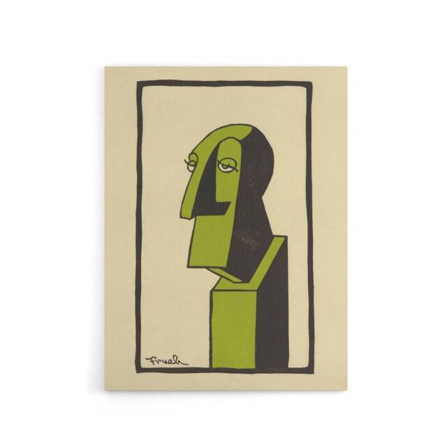 "Artery8 Alfred Frueh John Drew Actor Caricature Portrait Canvas Wall Art Print in Beige - Size: W12"" x H16""" - image 1