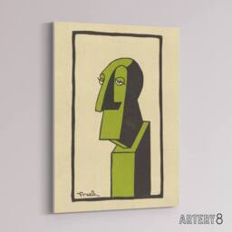 "Artery8 Alfred Frueh John Drew Actor Caricature Portrait Canvas Wall Art Print in Beige - Size: W12"" x H16""" - thumbnail 2