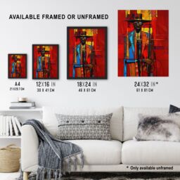 "Artery8 New Orleans Jazz Music Fest Abstract Violinist Wall Art Print in Red - Size: W24"" x H32""" - thumbnail 3