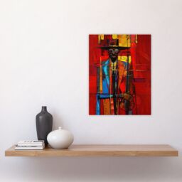 "Artery8 New Orleans Jazz Music Fest Abstract Violinist Wall Art Print in Red - Size: W24"" x H32""" - thumbnail 4