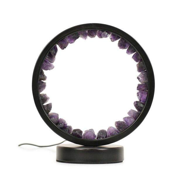 ValueLights Natural Crystal Halo Design Wellness Table Lamp Raw Stone Healing Light - Amethyst in Black - image 1