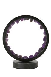 ValueLights Natural Crystal Halo Design Wellness Table Lamp Raw Stone Healing Light - Amethyst in Black - thumbnail 6
