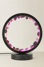 ValueLights Natural Crystal Halo Design Wellness Table Lamp Raw Stone Healing Light - Amethyst in Black - thumbnail 3