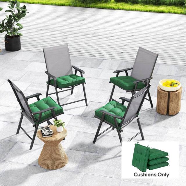OUTSUNNY 42 x 42cm Replacement Garden Seat Cushion Pad with Ties, Green - Size: 42 x 42 cm