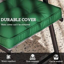 OUTSUNNY 42 x 42cm Replacement Garden Seat Cushion Pad with Ties, Green - Size: 42 x 42 cm - thumbnail 5