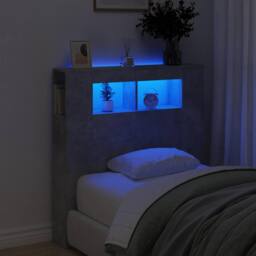 Berkfield Home LED Headboard Concrete Grey 100x18.5x103.5 cm Engineered Wood - thumbnail 2