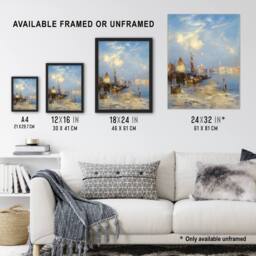 Artery8 Thomas Moran A View of Venice Grand Canal Framed Wall Art Print in Blue - Size: A4 - thumbnail 3