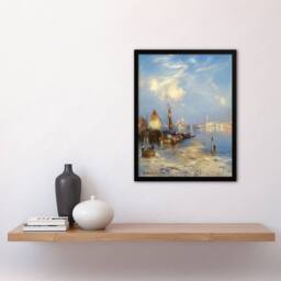 Artery8 Thomas Moran A View of Venice Grand Canal Framed Wall Art Print in Blue - Size: A4 - thumbnail 4