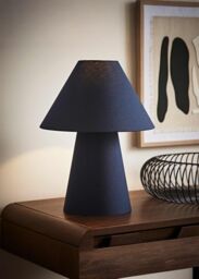 ValueLights Freddie Navy Blue Full Fabric Tapered Lamp Shade Table Lamp with Bulb